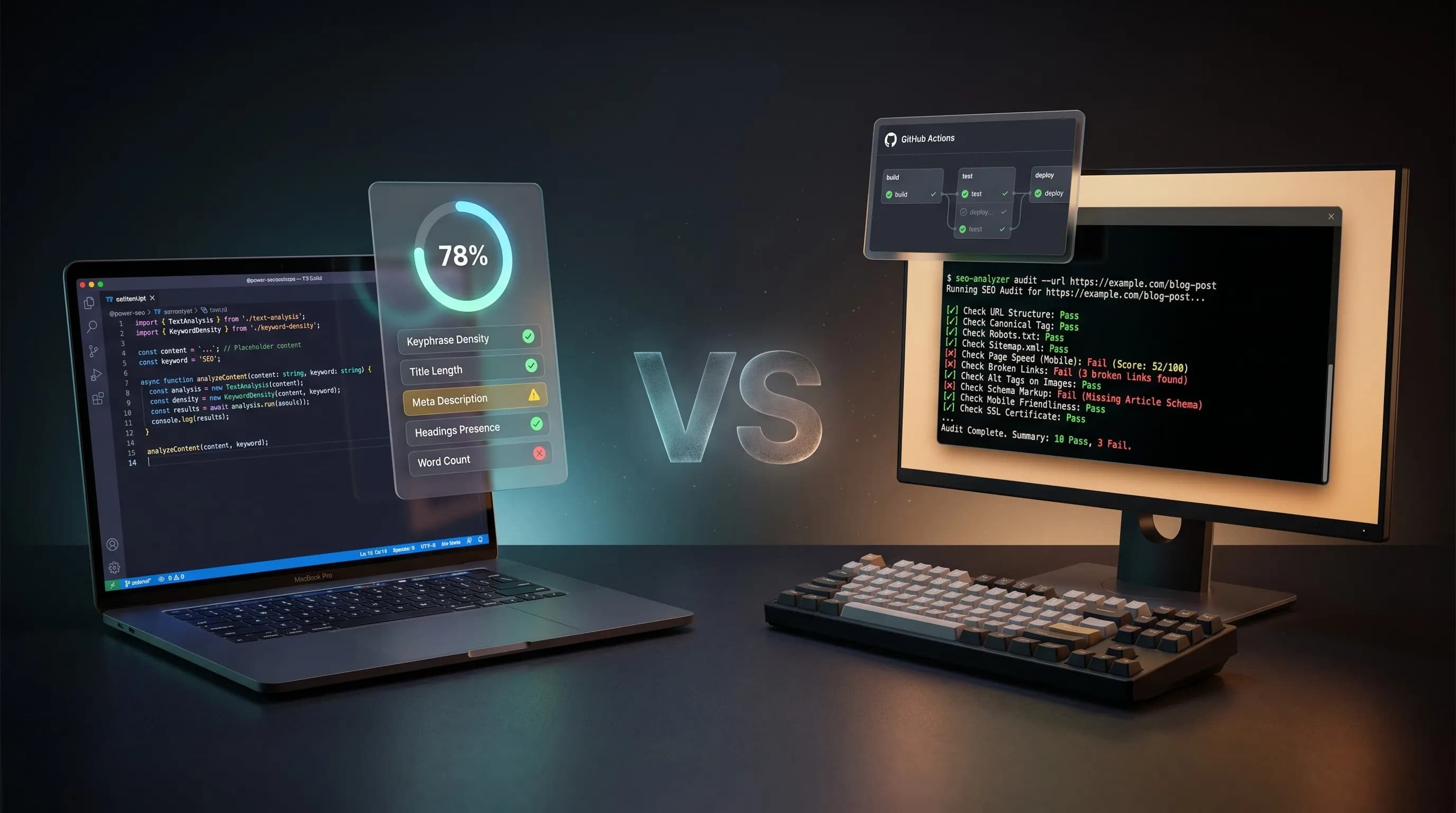 Power SEO Content Analysis vs SEO Analyzer comparison for JavaScript developers