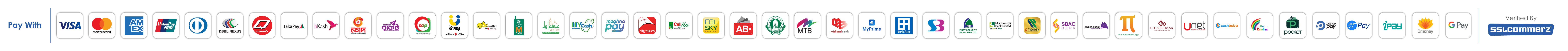 Pay with VISA, MasterCard, bKash, Nagad, Rocket and more — Secured by SSLCOMMERZ
